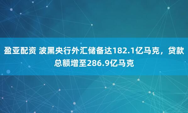 盈亚配资 波黑央行外汇储备达182.1亿马克，贷款总额增至286.9亿马克