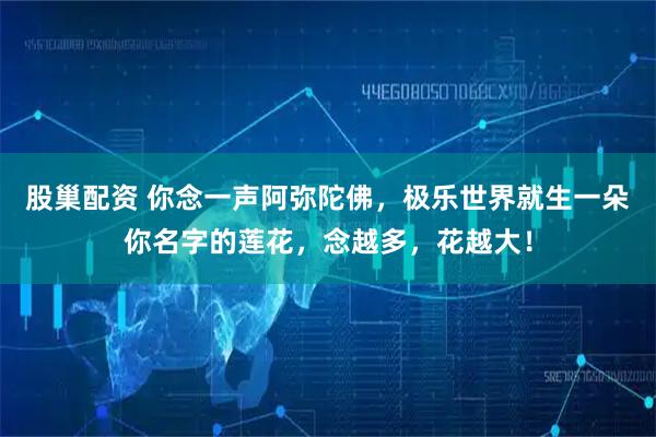 股巢配资 你念一声阿弥陀佛，极乐世界就生一朵你名字的莲花，念越多，花越大！